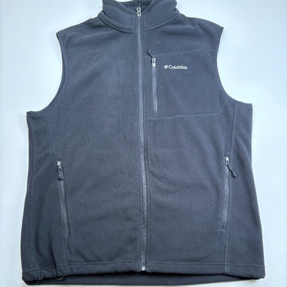 Columbia Fleece Vest Full Zip Black Outdoor Men's L - Picture 2 of 4